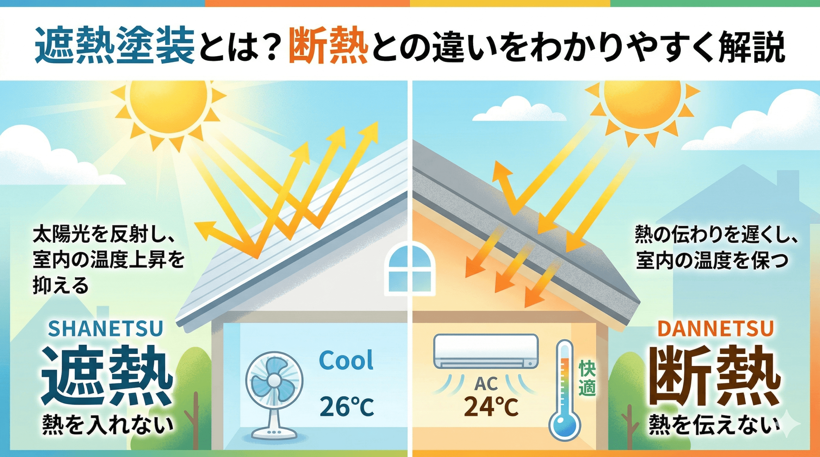 遮熱塗装とは?断熱との違いをわかりやすく解説